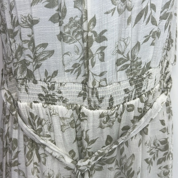 Mine Dress, white with green floral design spaghetti straps, elastic waist - Picture 3 of 11